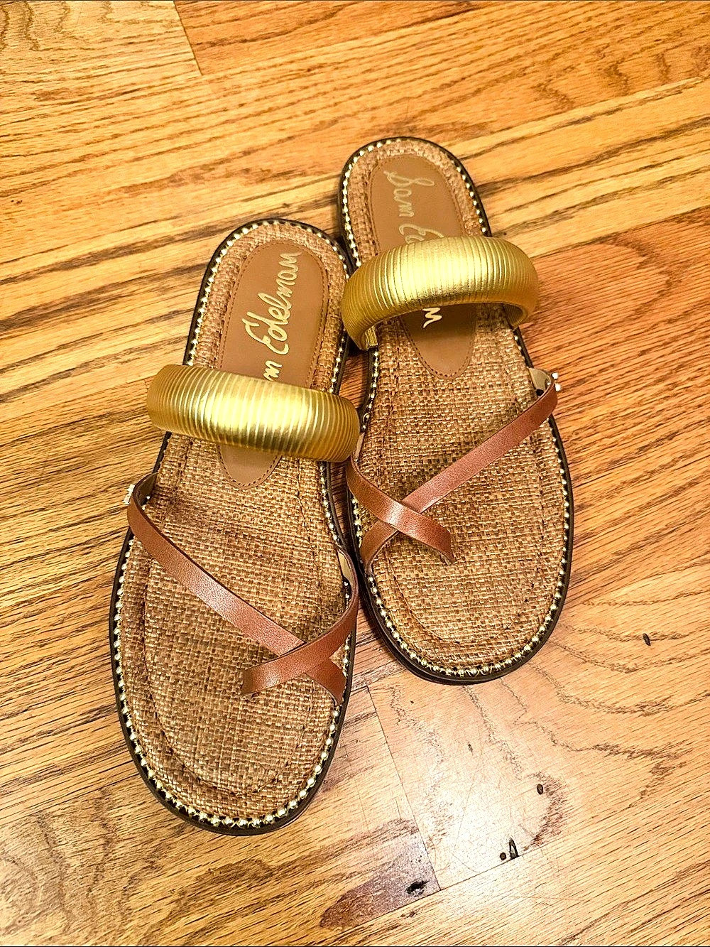 Sam Edelman Tillie Slide Flat Sandal Brown & Gold US 9